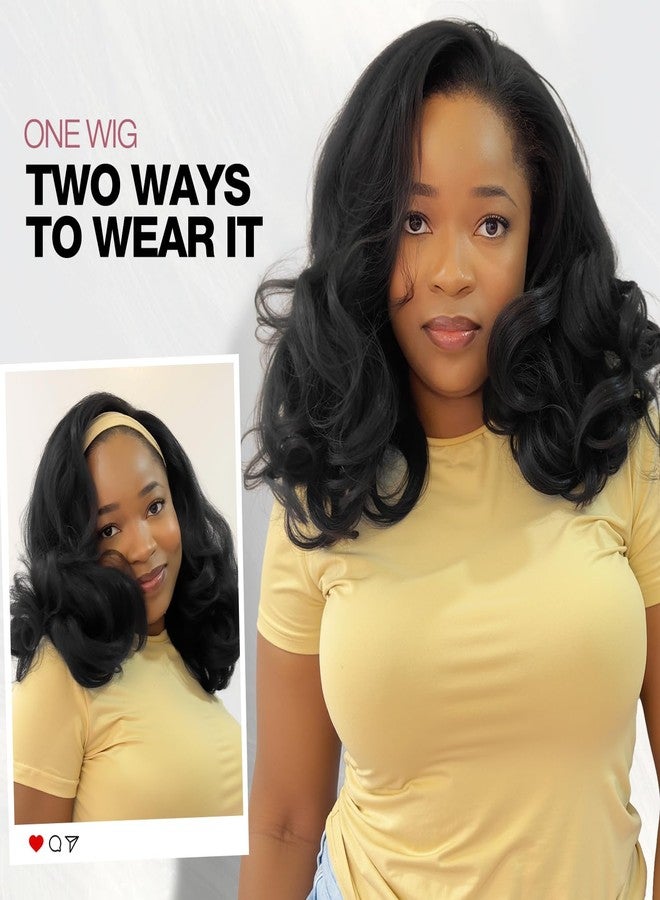 Quantum Love Half Wigs for Black Women Yaki Curly Half Wig with Curly Ends Wear and Go Natural Black Synthetic Glueless Hair14 Inch with Headband - Image 5